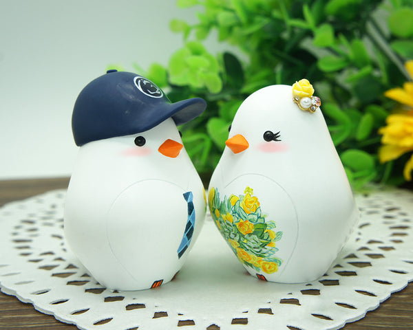 Custom Love Bird Wedding Cake Toppers Fall Theme-Bride And Groom Wedding Cake Topper With Penn State Hat