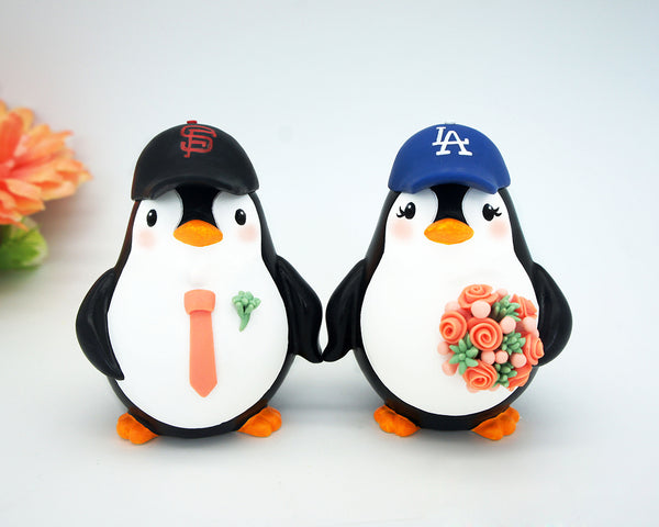 Baseball Wedding Cake Topper With Coral Bouquet-Penguin Love Bird Wedding Cake Toppers Sports Theme