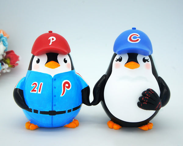 Custom Baseball Penguin Wedding Cake Toppers