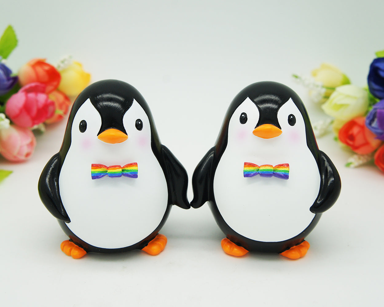 Custom Gay Penguin Rainbow Wedding Cake Toppers