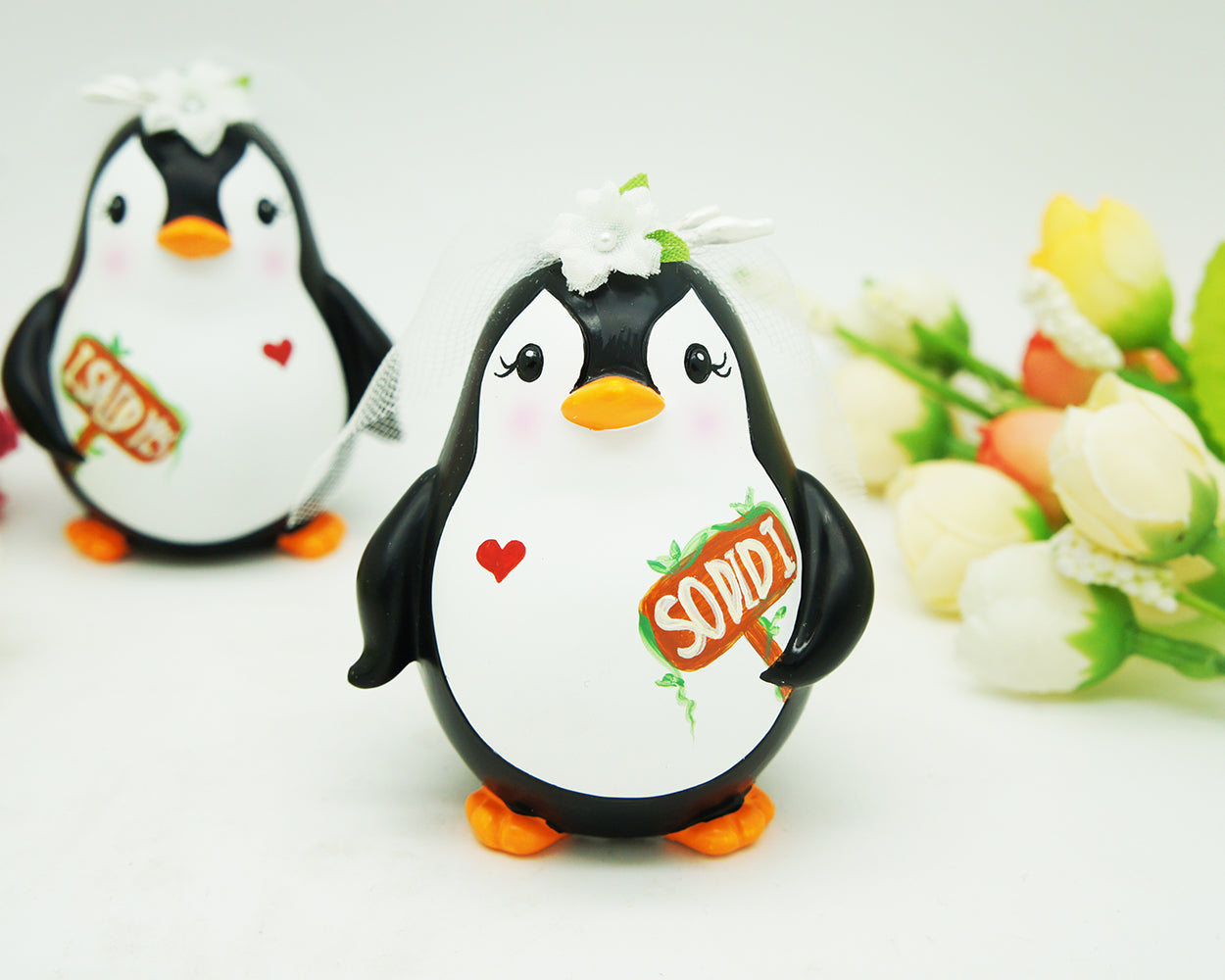 Custom Lesbian Penguin Wedding Cake Toppers