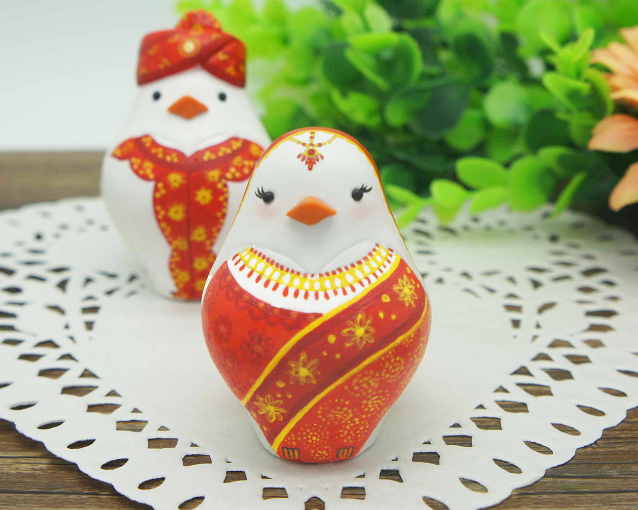 Custom Indian Love Bird Wedding Cake Toppers