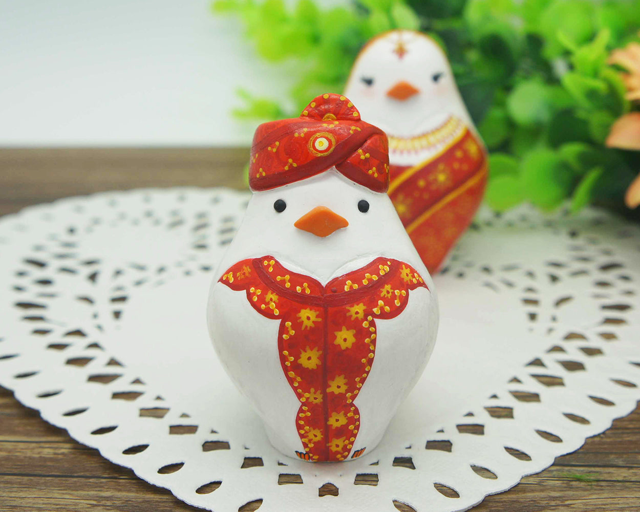 Custom Indian Love Bird Wedding Cake Toppers
