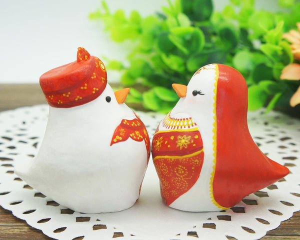 Custom Indian Love Bird Wedding Cake Toppers