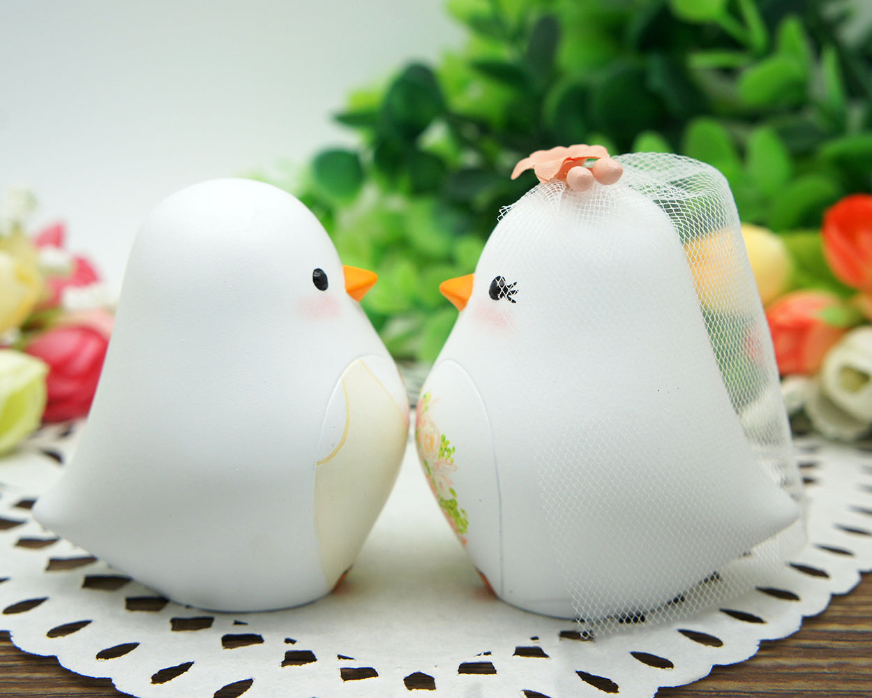 Love Bird Rose Wedding Cake Toppers