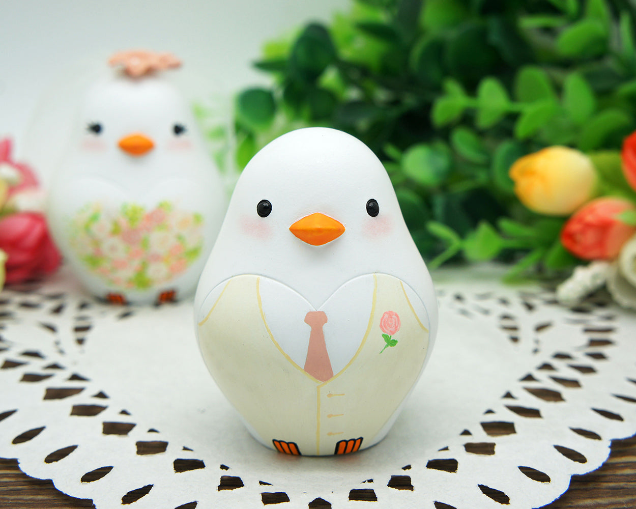Love Bird Rose Wedding Cake Toppers