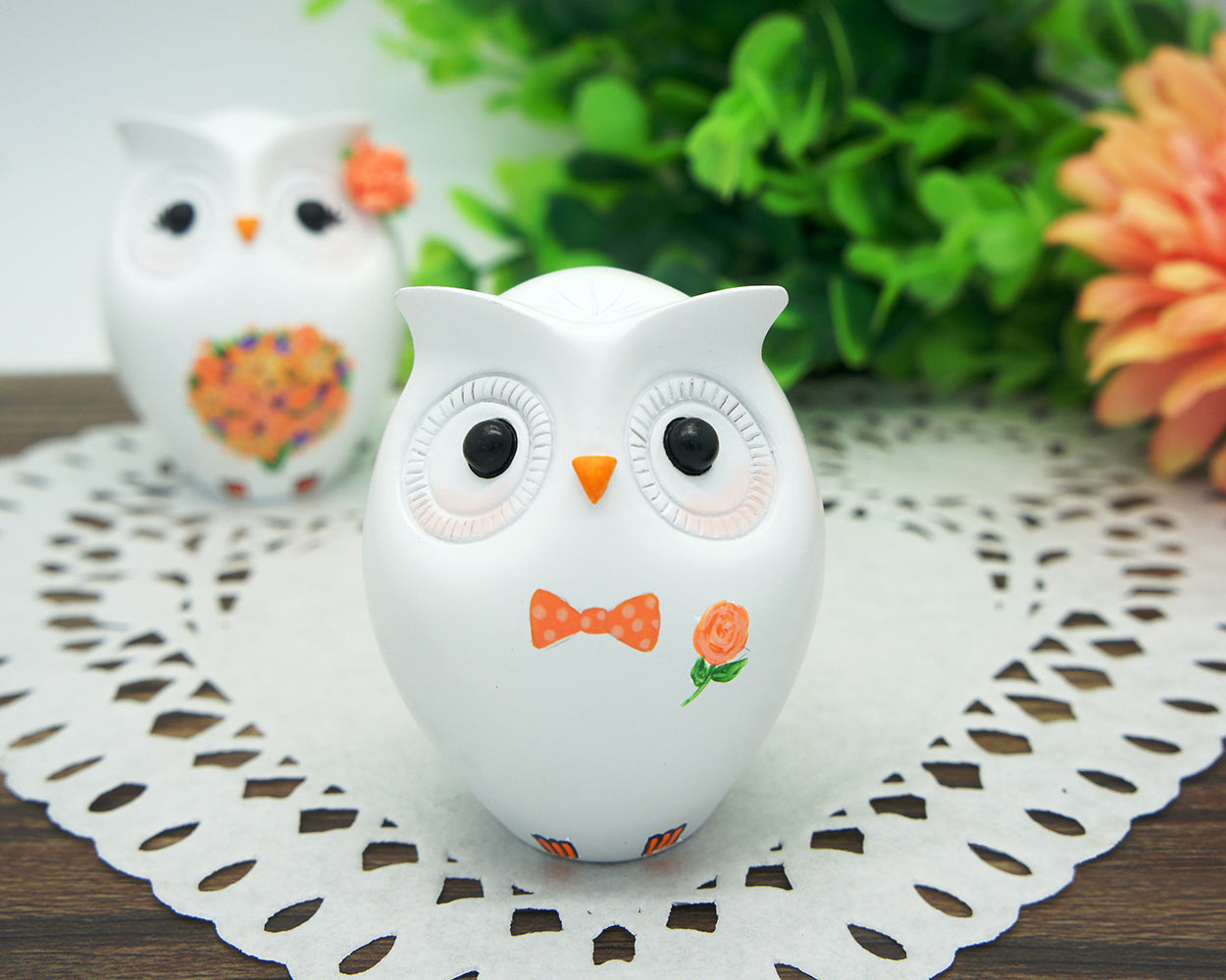 Custom Owl Wedding Cake Topper Fall Theme-Love Bird Wedding Cake Toppers With Orange Bouquet