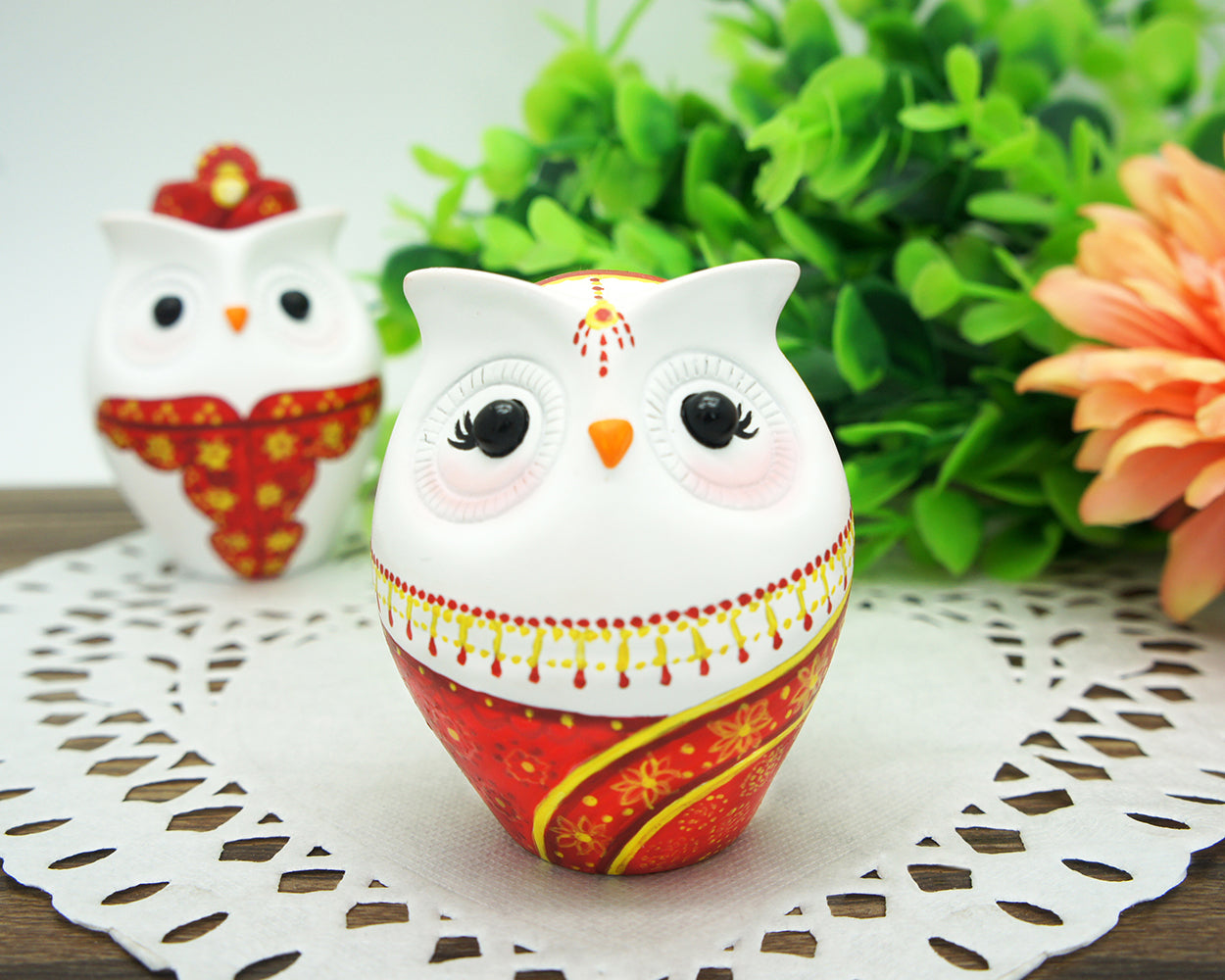 Custom Owl Indian Wedding Cake Toppers-Bride And Groom Indian Cake Toppers