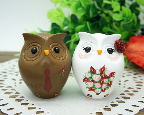 Interracial Wedding Cake Toppers-Funny Owl Wedding Cake Toppers-Bride And Groom Interracial Wedding Cake Toppers