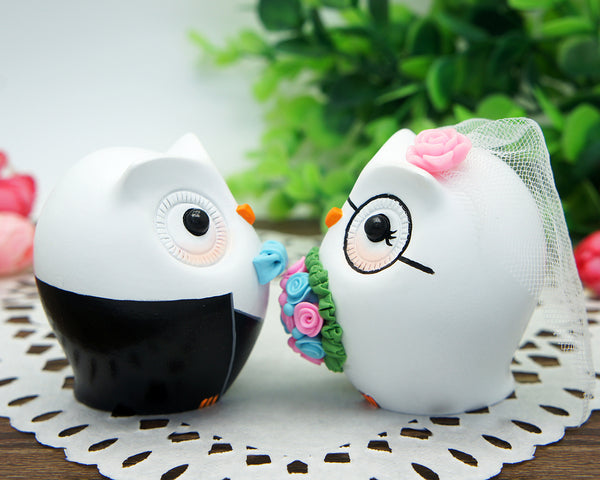 Nerdy Wedding Cake Toppers-Owl Wedding Cake Toppers