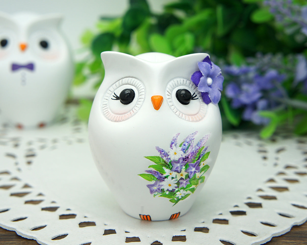 Custom Owl Wedding Cake Toppers Purple Theme- Unique Owl Bride And Groom Country Wedding Cake Toppers