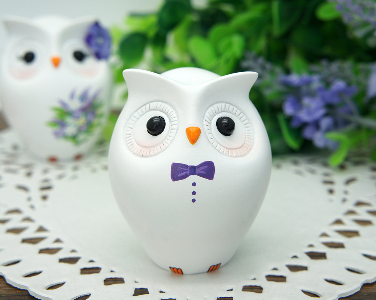 Custom Owl Wedding Cake Toppers Purple Theme- Unique Owl Bride And Groom Country Wedding Cake Toppers