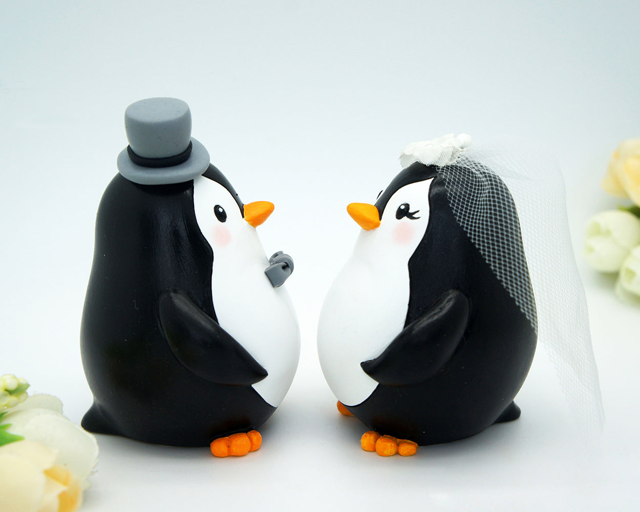 Penguin Wedding Cake Toppers -Custom Bride And Groom Wedding Cake Toppers