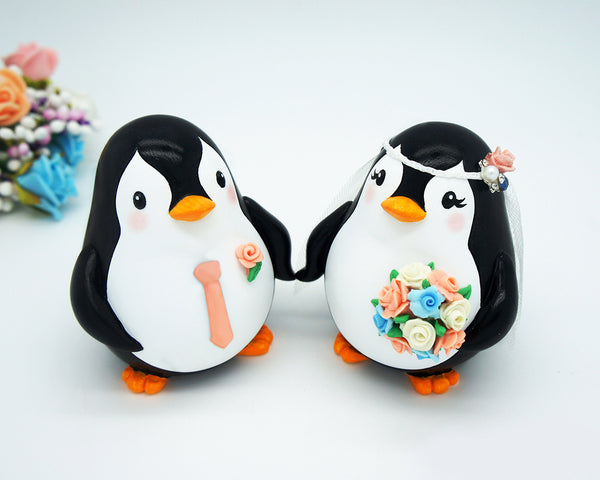 Penguin Wedding Cake Toppers -Custom Bride And Groom Wedding Cake Toppers