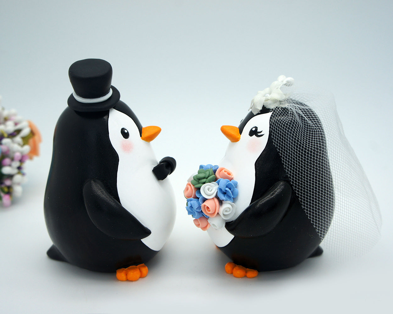 Penguin Wedding Cake Toppers -Custom Bride And Groom Wedding Cake Toppers