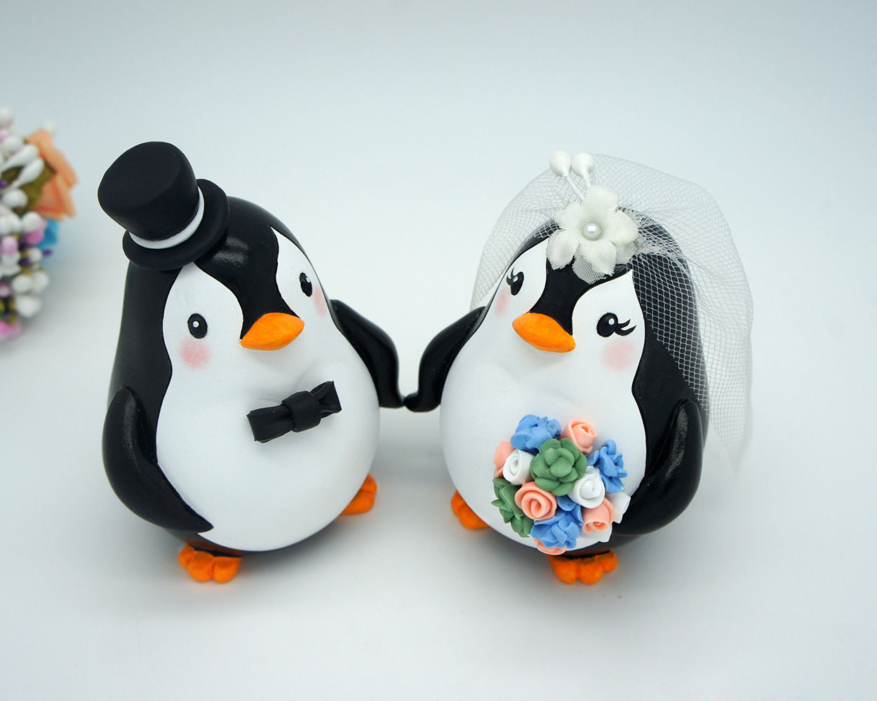 Penguin Wedding Cake Toppers -Custom Bride And Groom Wedding Cake Toppers