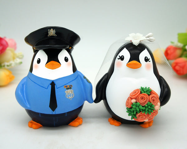 Police Wedding Cake Topper,Penguin Wedding Cake Toppers,Penguin Gift,Wedding Gift