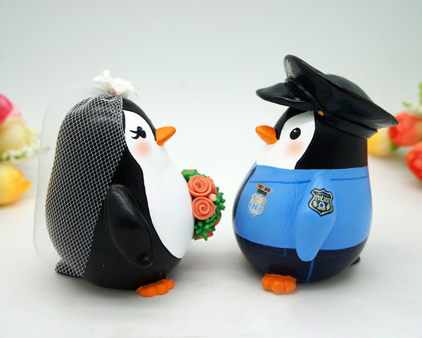 Police Wedding Cake Topper,Penguin Wedding Cake Toppers,Penguin Gift,Wedding Gift