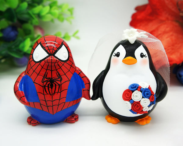 Spiderman Wedding Cake Toppers,Penguin Love Bird Wedding Cake Toppers