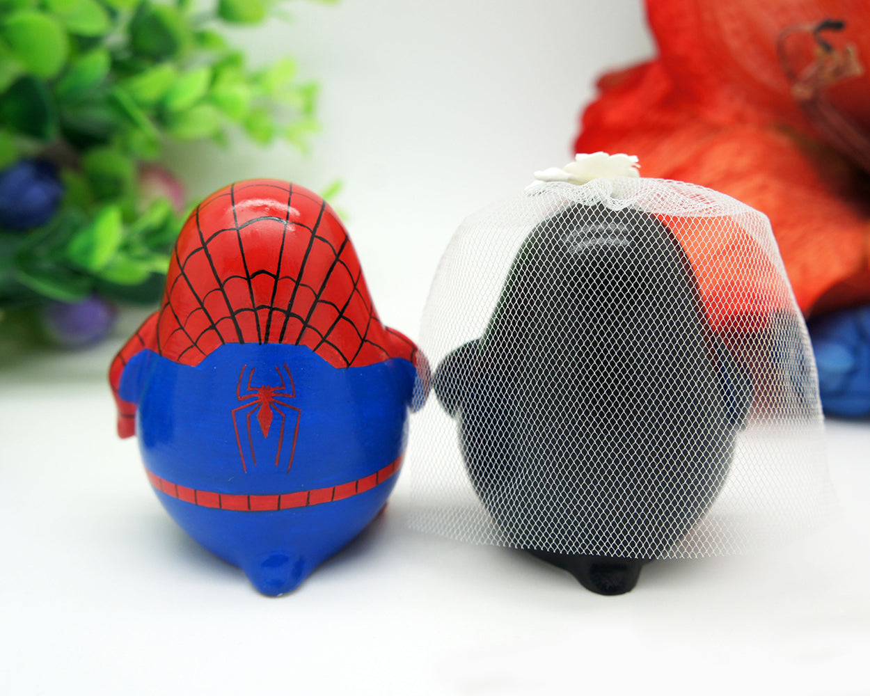 Spiderman Wedding Cake Toppers,Penguin Love Bird Wedding Cake Toppers