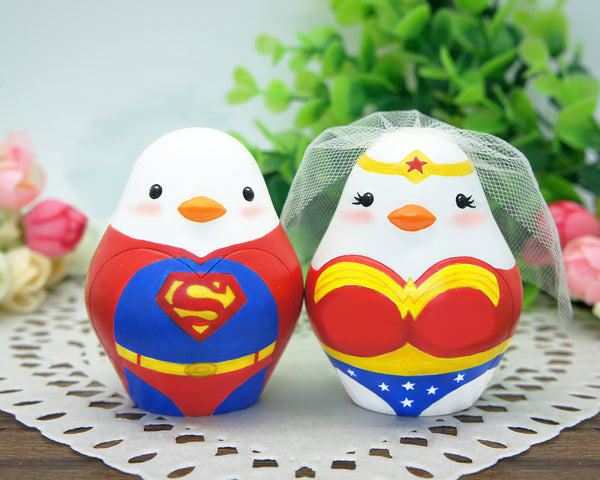 Superman and Wonder Woman Wedding Cake Toppers-Superhero Wedding Cake Toppers