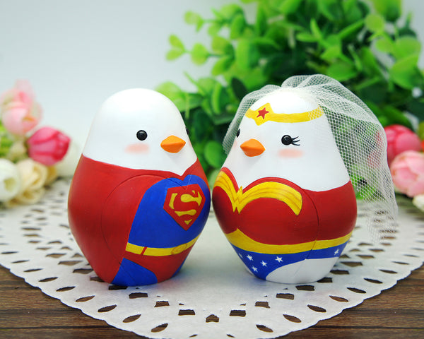 Superman and Wonder Woman Wedding Cake Toppers-Superhero Wedding Cake Toppers