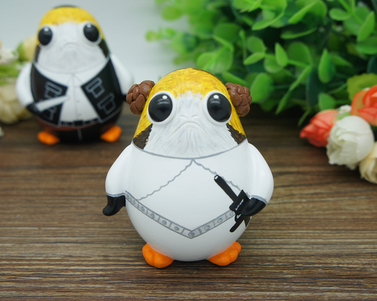 Custom porg star wars bride and groom cake toppers