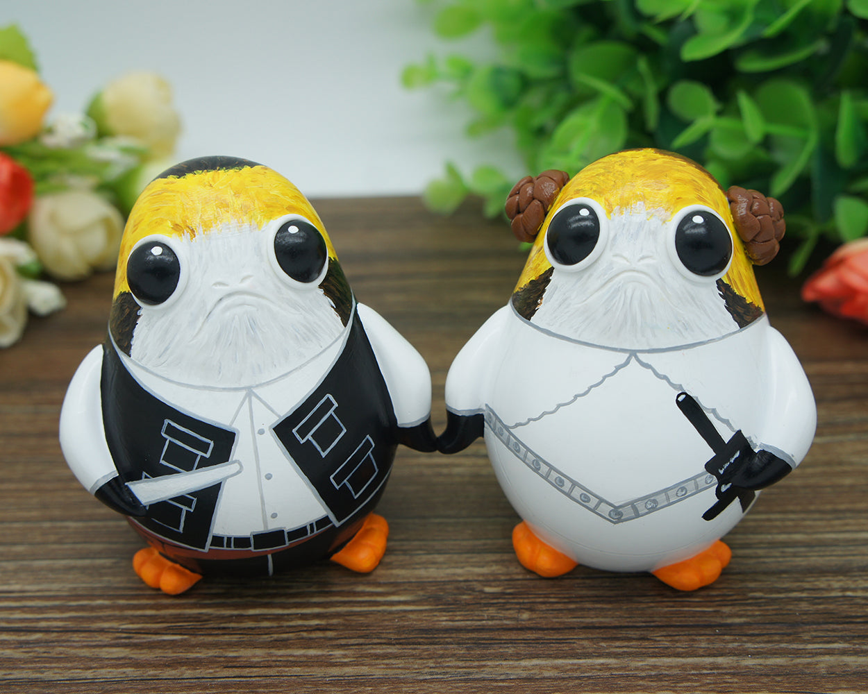 Custom porg star wars bride and groom cake toppers – hicaketoppers
