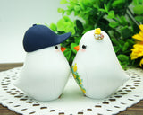 Custom Love Bird Wedding Cake Toppers Fall Theme-Bride And Groom Wedding Cake Topper With Penn State Hat