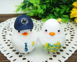 Custom Love Bird Wedding Cake Toppers Fall Theme-Bride And Groom Wedding Cake Topper With Penn State Hat