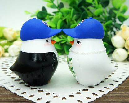 Custom Baseball Wedding Cake Topper With Cubs Hats-Love Bird Wedding Cake Toppers