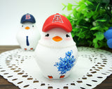 Baseball Wedding Cake Topper With Boston Red Sox And LA Angels Hat-Love Bird Cake Topper Sports Theme