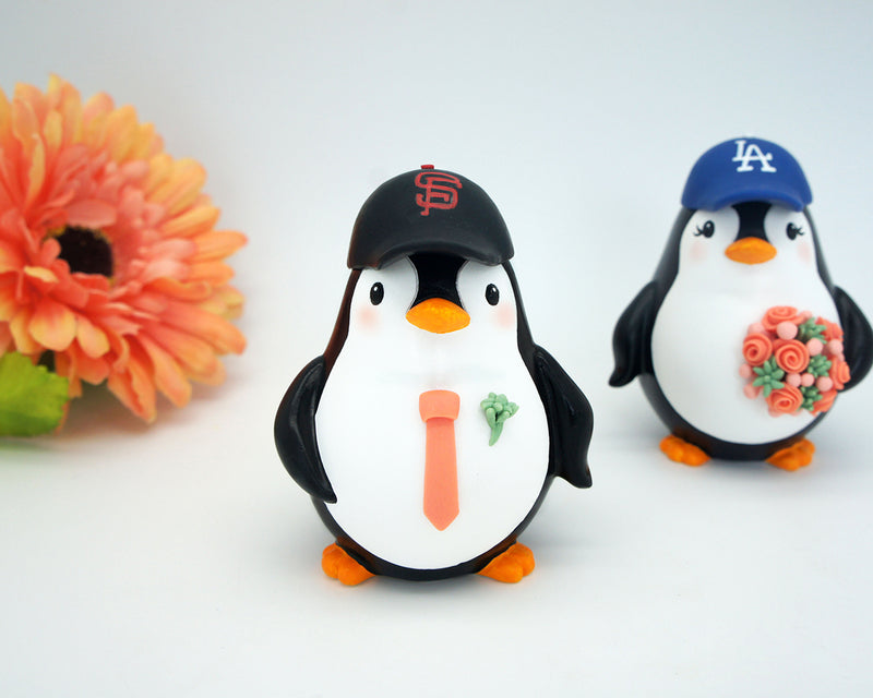 Baseball Wedding Cake Topper With Coral Bouquet-Penguin Love Bird Wedding Cake Toppers Sports Theme