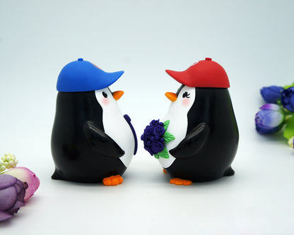 Penguin Baseball Wedding Cake Toppers-Phillies Bride And Yankees Groom Cake Toppers Sports Theme