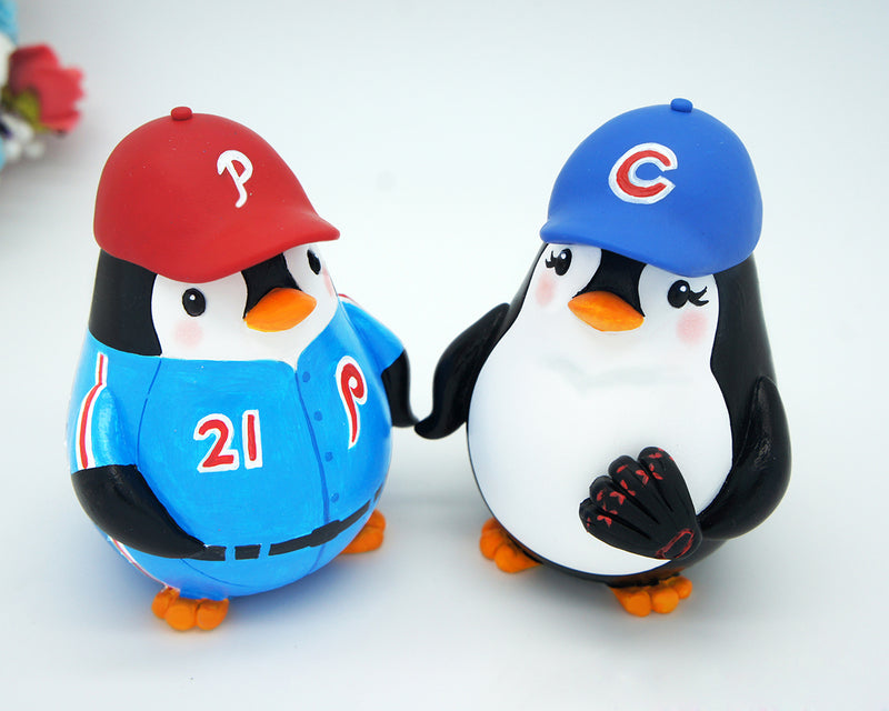 Custom Baseball Penguin Wedding Cake Toppers