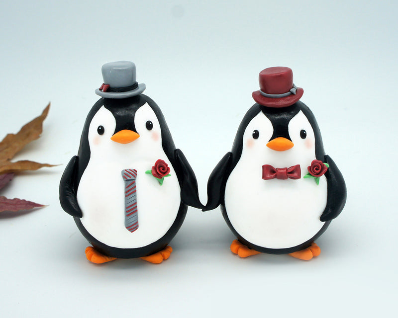 Custom Gay Penguin Fall Wedding Cake Topper