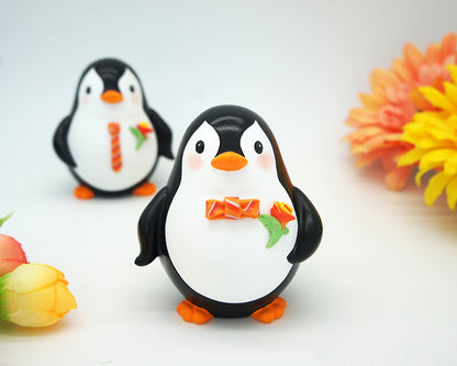 Custom Gay Penguin Orange Wedding Cake Toppers