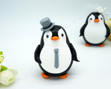 Custom Grey Penguin Wedding Cake Toppers