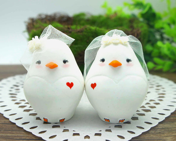 Custom Lesbian Love Bird Wedding Cake Toppers
