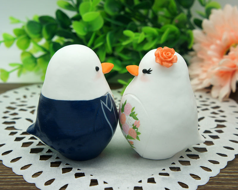 Cute Love Bird Wedding Cake Toppers Coral Theme