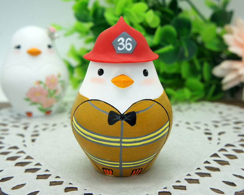Custom Love Bird Firefighter Wedding Cake Toppers-Bride And Groom Firefighter Wedding Cake Toppers