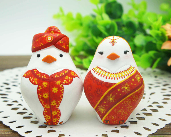 Custom Indian Love Bird Wedding Cake Toppers