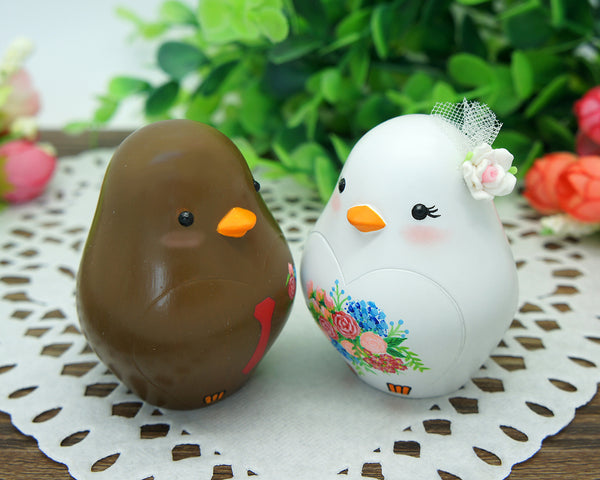 Interracial Love Bird Wedding Cake Toppers-Bride And Groom Interracial Wedding Cake Toppers