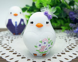 Love Bird Wedding Cake Toppers Purple Theme-Vintage Country Bride And Groom Cake Toppers With Purple Flowers