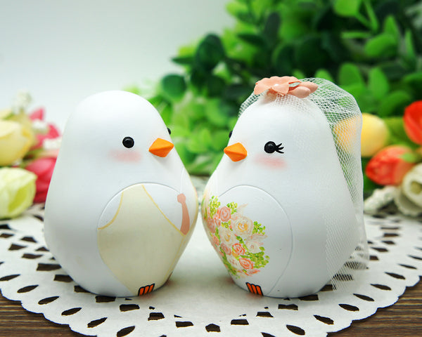 Love Bird Rose Wedding Cake Toppers