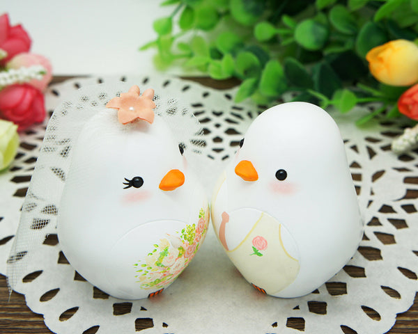 Love Bird Rose Wedding Cake Toppers