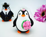 Military Wedding Cake Topper-Navy Officer Groom And Bride Penguin Wedding Cake Topper