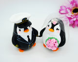 Military Wedding Cake Topper-Navy Officer Groom And Bride Penguin Wedding Cake Topper