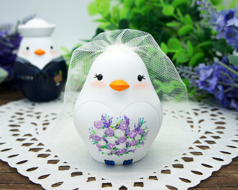 Navy Wedding Cake Toppers -Love Bird Wedding Cake Toppers With Enlisted Navy Blues
