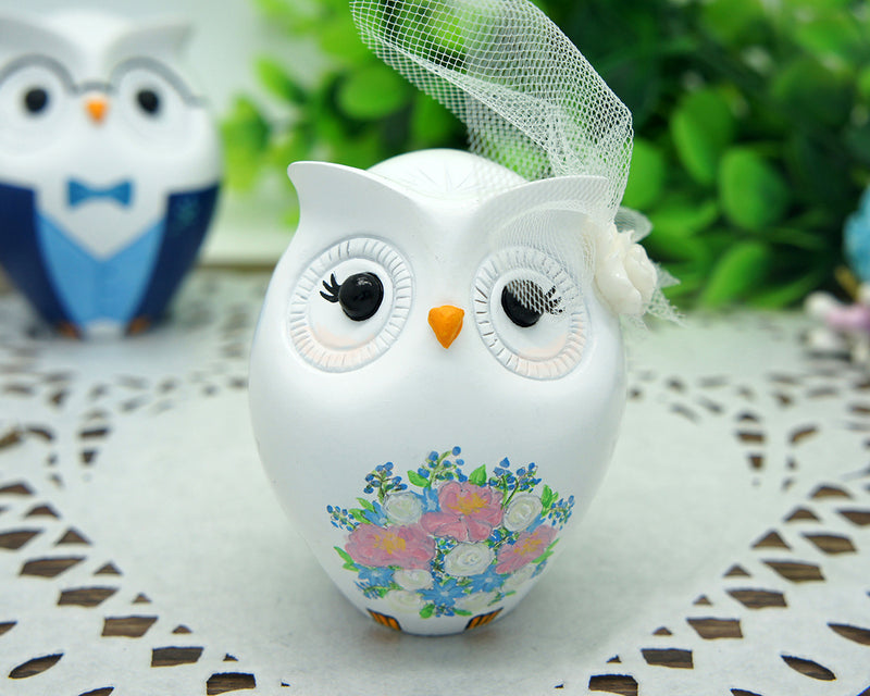Custom Owl Blue Wedding Cake Toppers
